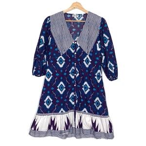 Garrie B Dress Purple and Blue Abstract Dress Medium 100% Cotton